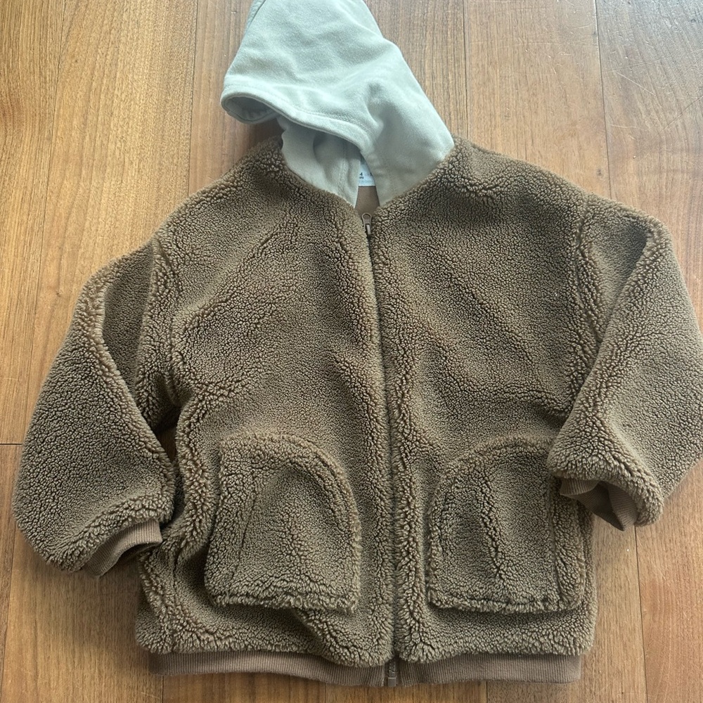 Zara Brown and Cream Hooded Jacket